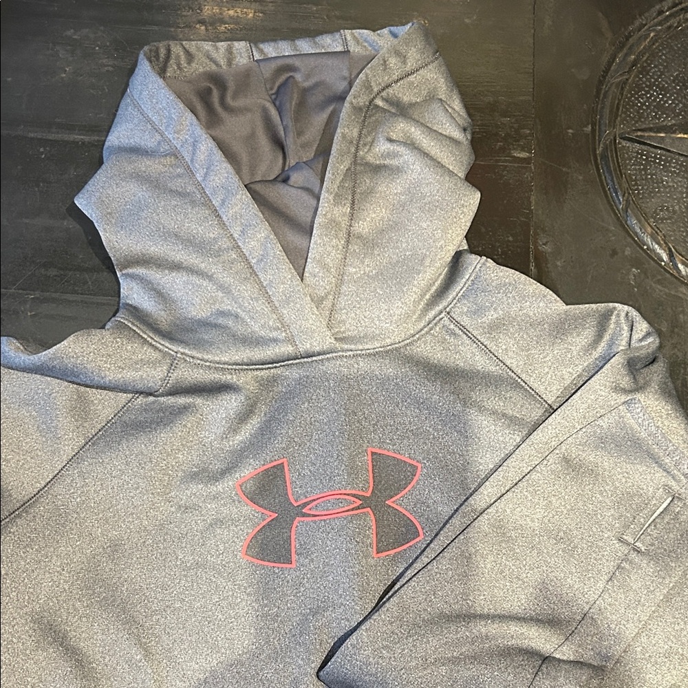 Under Armour Kids Gray Hoodie with Pink Emblem